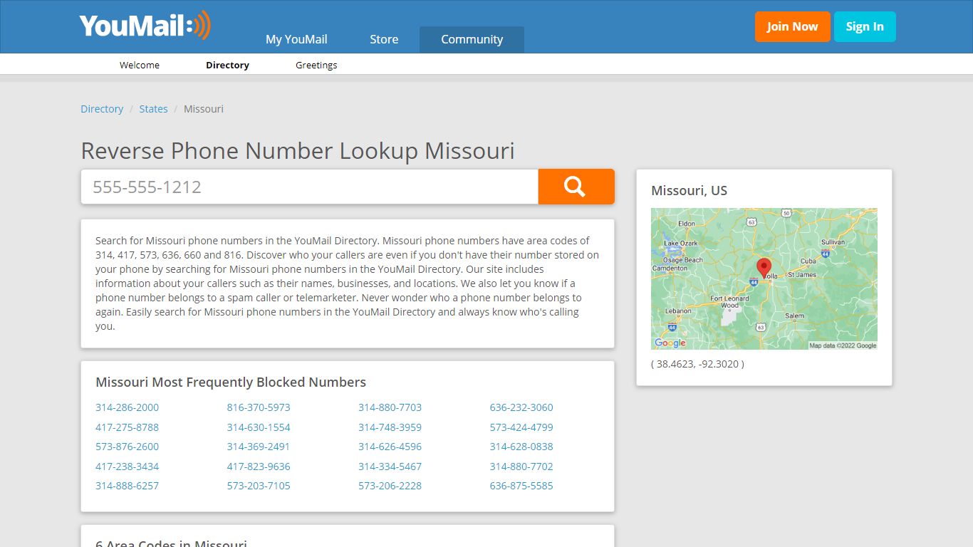 Missouri Phone Numbers - Reverse Phone Number Lookup MO - YouMail